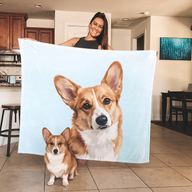 Corgi on a personalized photo fleece blanket