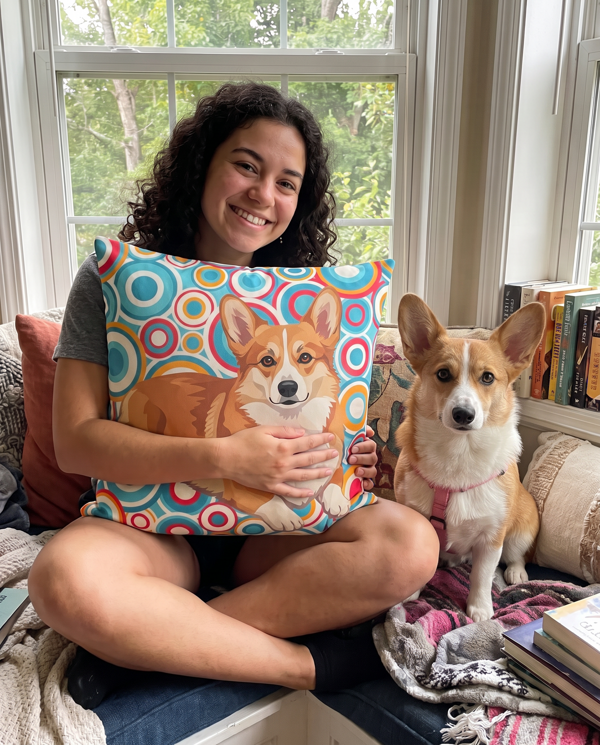 Corgi on a personalized pet couch pillow