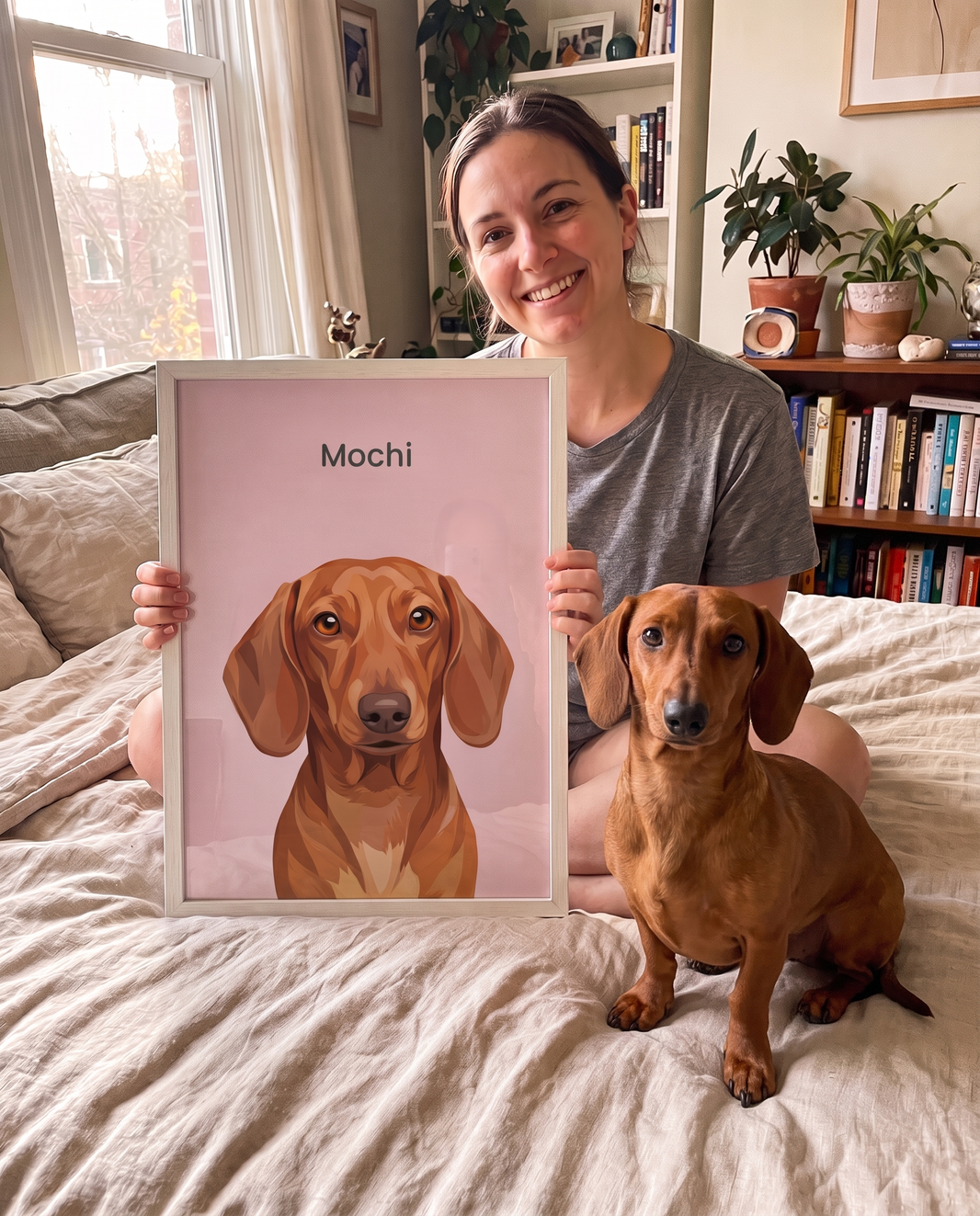 Dachshund as a framed modern pet portrait