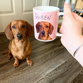 Dachshund on a personalized pet coffee mug