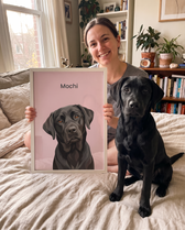 Black Labrador as a framed modern pet portrait