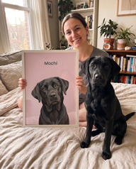 Black Labrador as a framed modern pet portrait