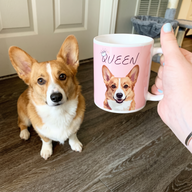 Corgi on a personalized pet coffee mug