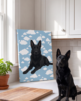 All-black German shepherd on a personalized wrapped canvas print