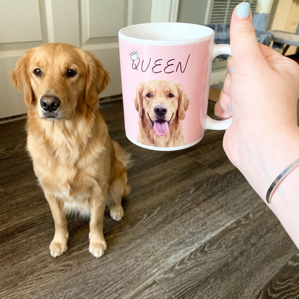 Golden retriever on a personalized pet coffee mug