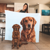 Golden retriever on a personalized photo fleece blanket