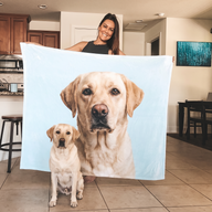 Yellow Labrador on a personalized photo fleece blanket