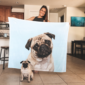 Fawn pug on a personalized photo fleece blanket