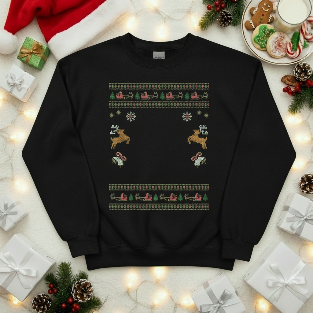 Custom Pet Holiday Sweatshirt - Reindeer Rock