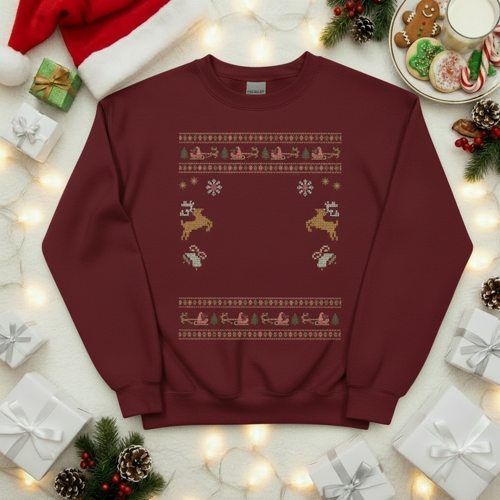 Custom Pet Holiday Sweatshirt - Reindeer Rock