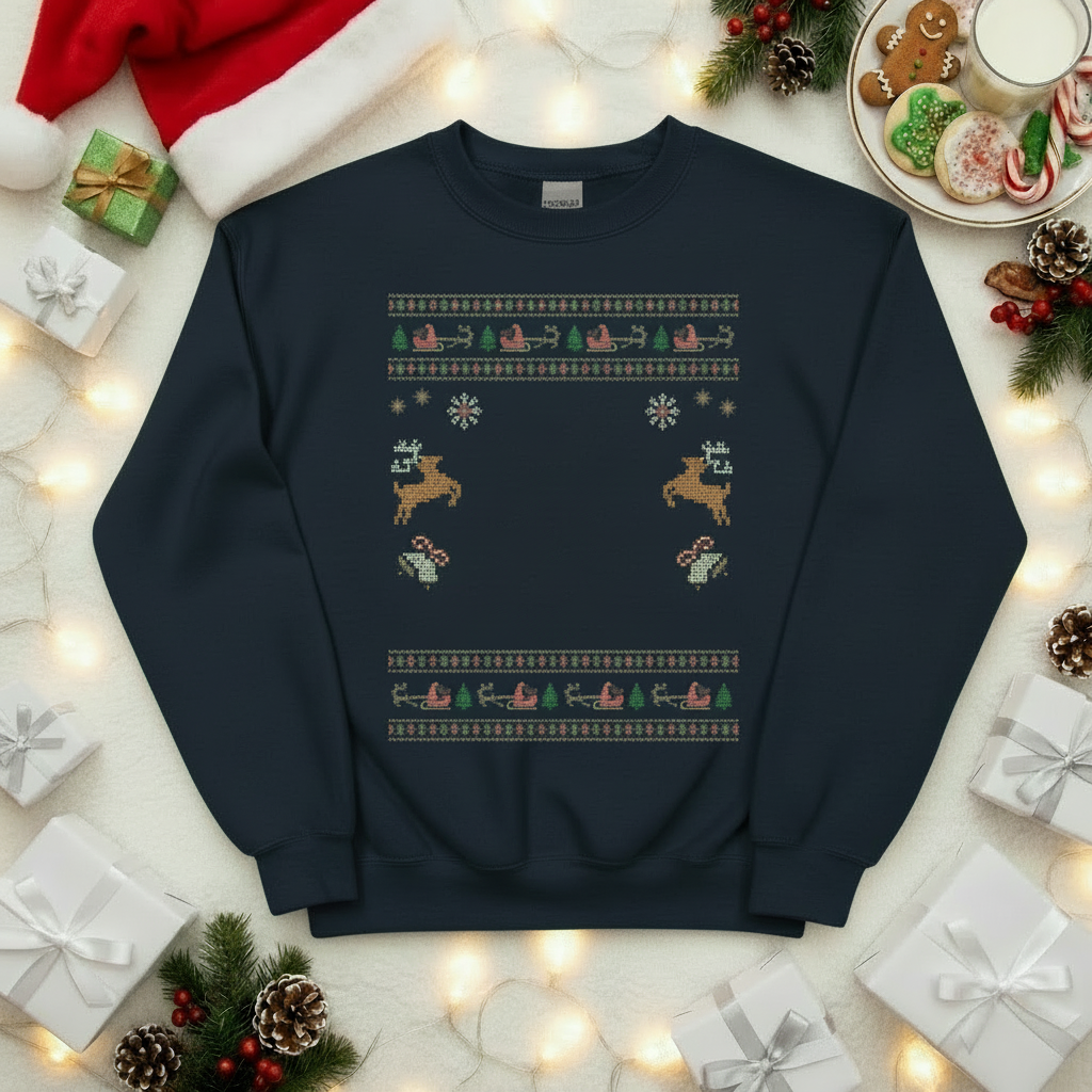 Custom Pet Holiday Sweatshirt - Reindeer Rock