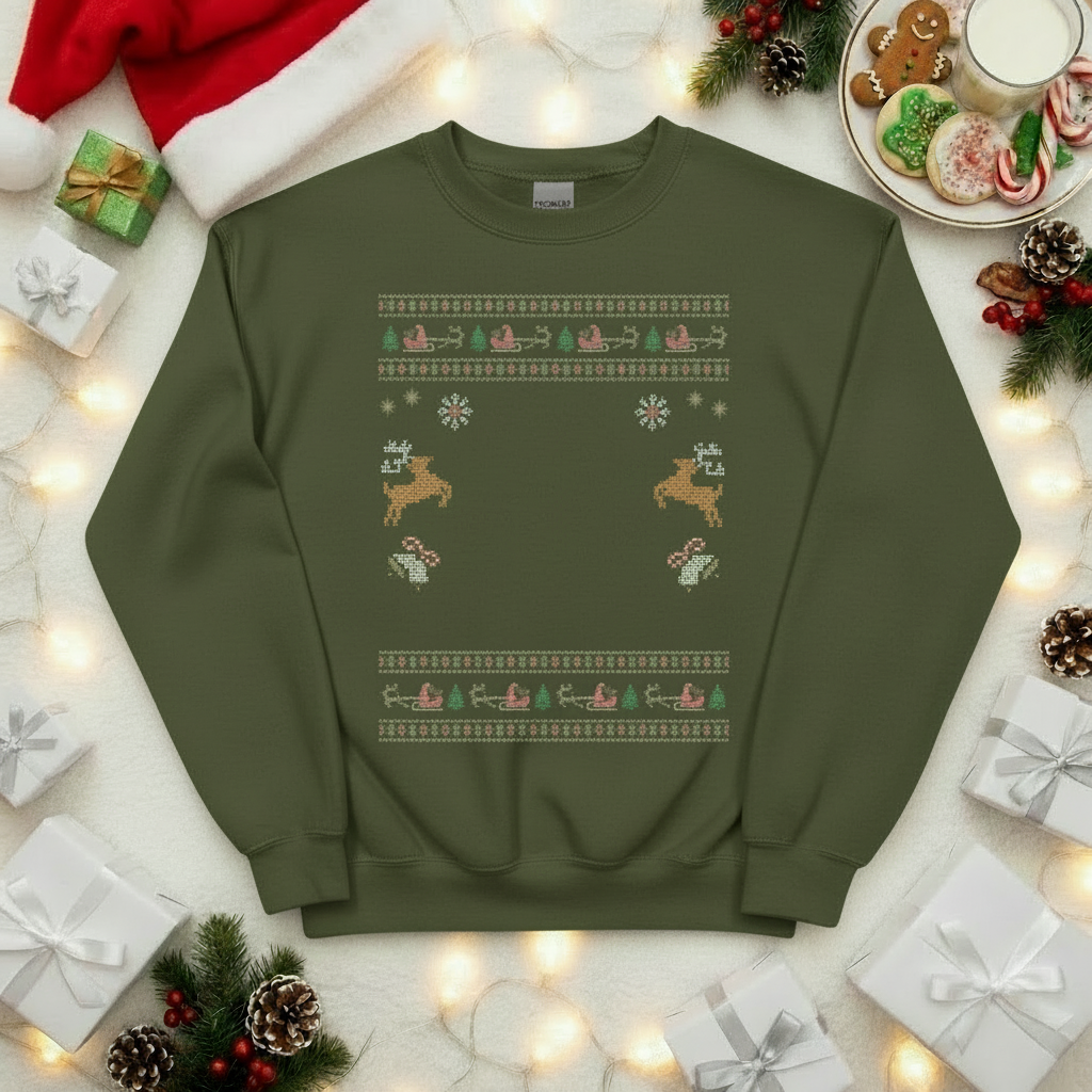 Custom Pet Holiday Sweatshirt - Reindeer Rock