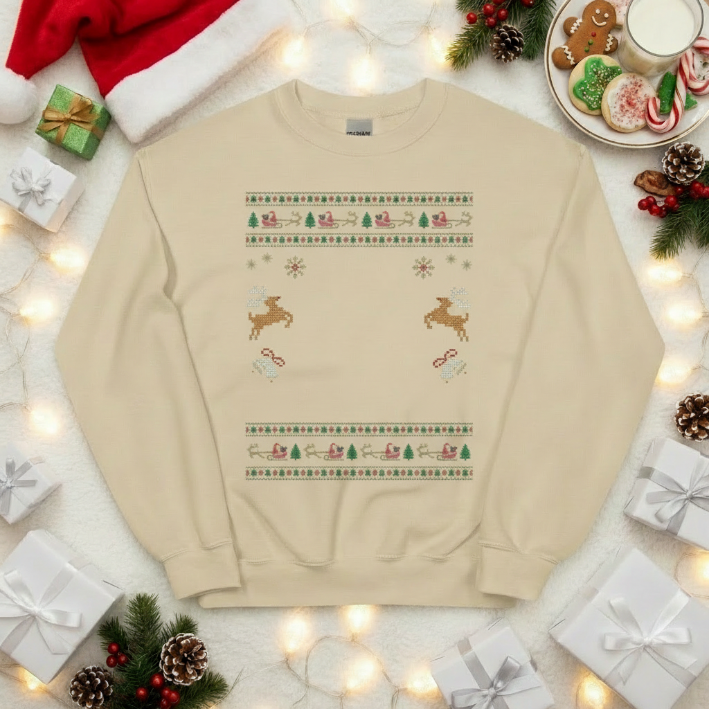 Custom Pet Holiday Sweatshirt - Reindeer Rock