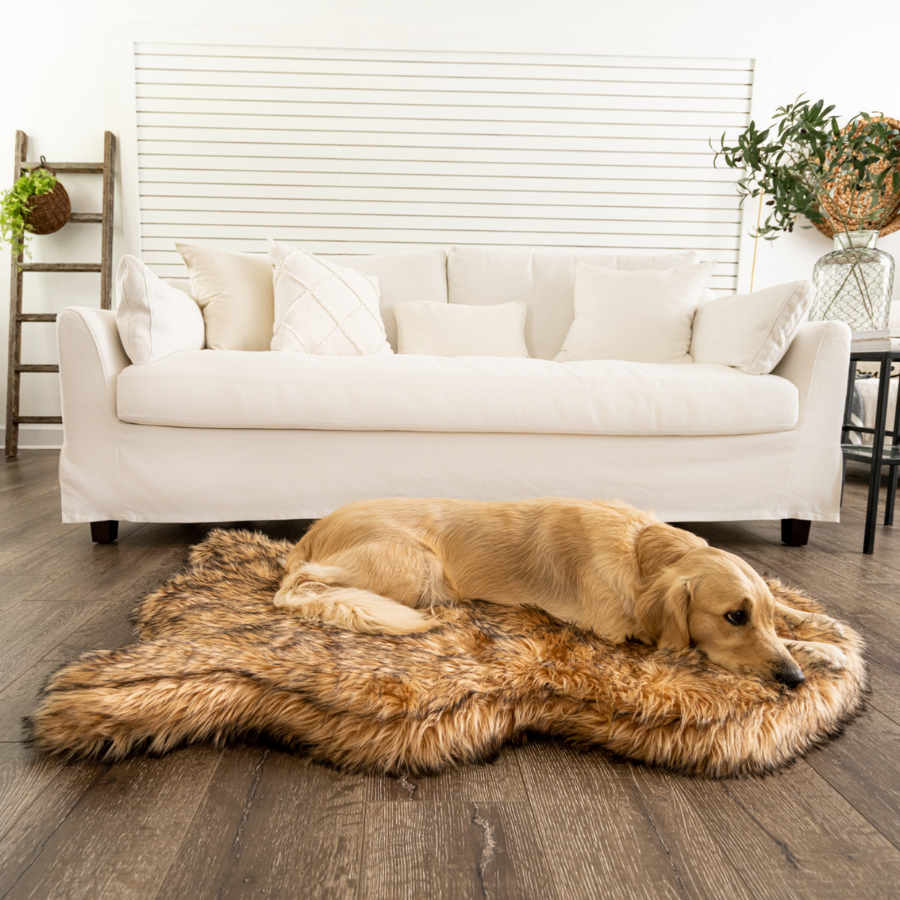 PupRug™ Faux Fur Orthopedic Dog Bed - Curve Sable Tan