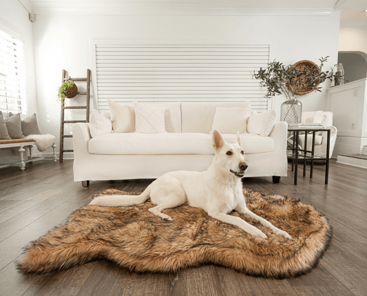 PupRug™ Faux Fur Orthopedic Dog Bed - Curve Sable Tan