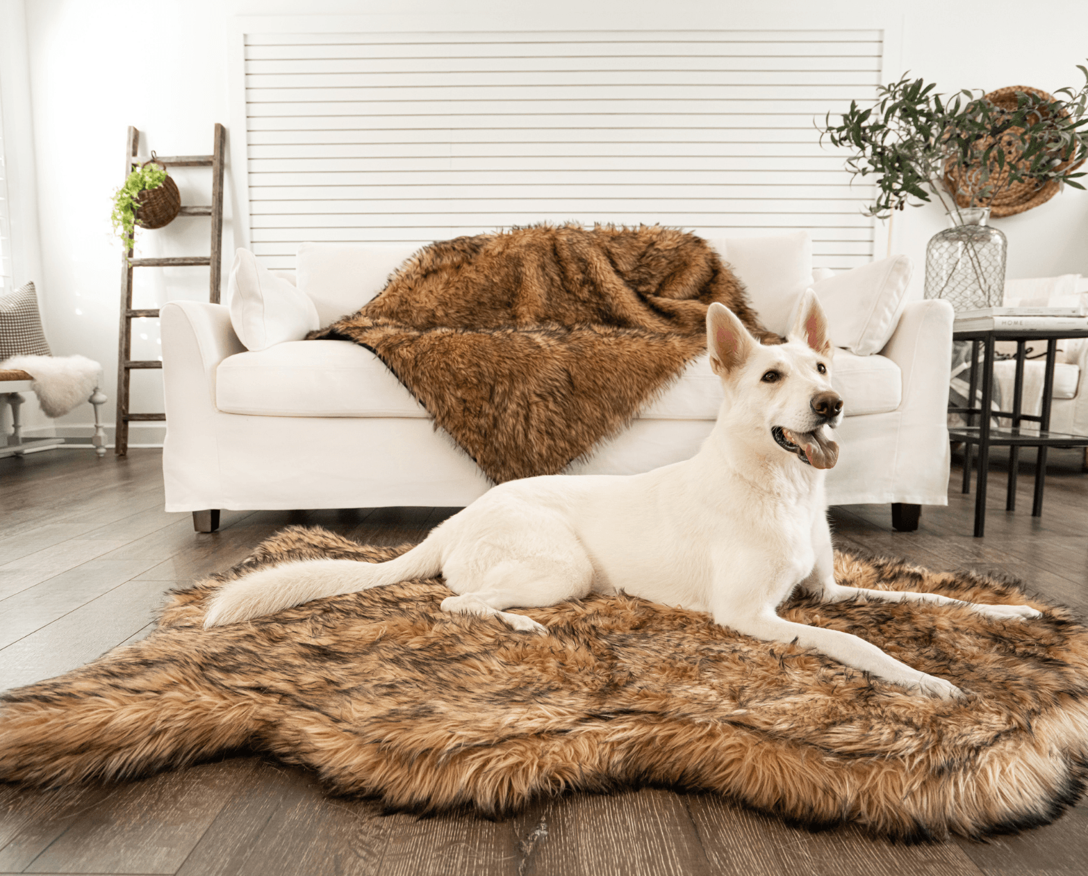 PupRug™ Faux Fur Orthopedic Dog Bed - Curve Sable Tan