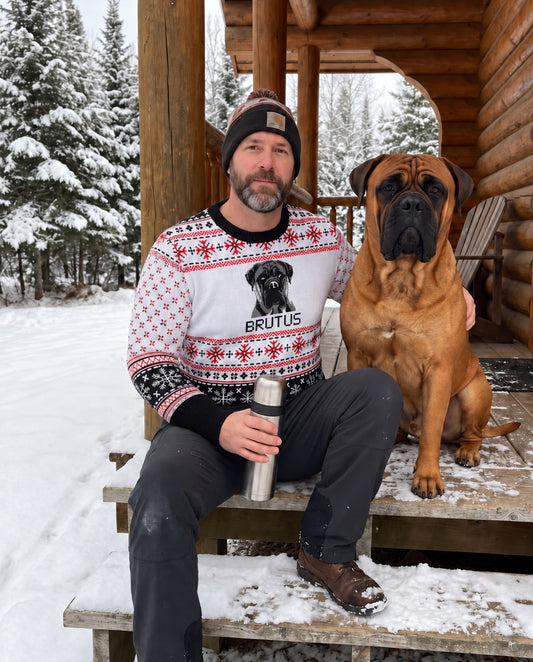 Custom Pet Knitted Holiday Sweater - Snow Day White | Alpha Paw