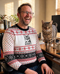 Load image into Gallery viewer, Custom Pet Knitted Holiday Sweater - Snow Day White | Alpha Paw
