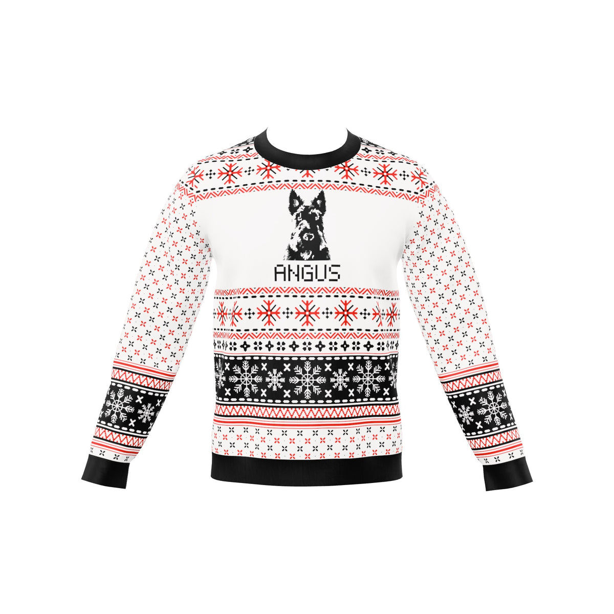 Custom Pet Knitted Holiday Sweater - Snow Day White | Alpha Paw