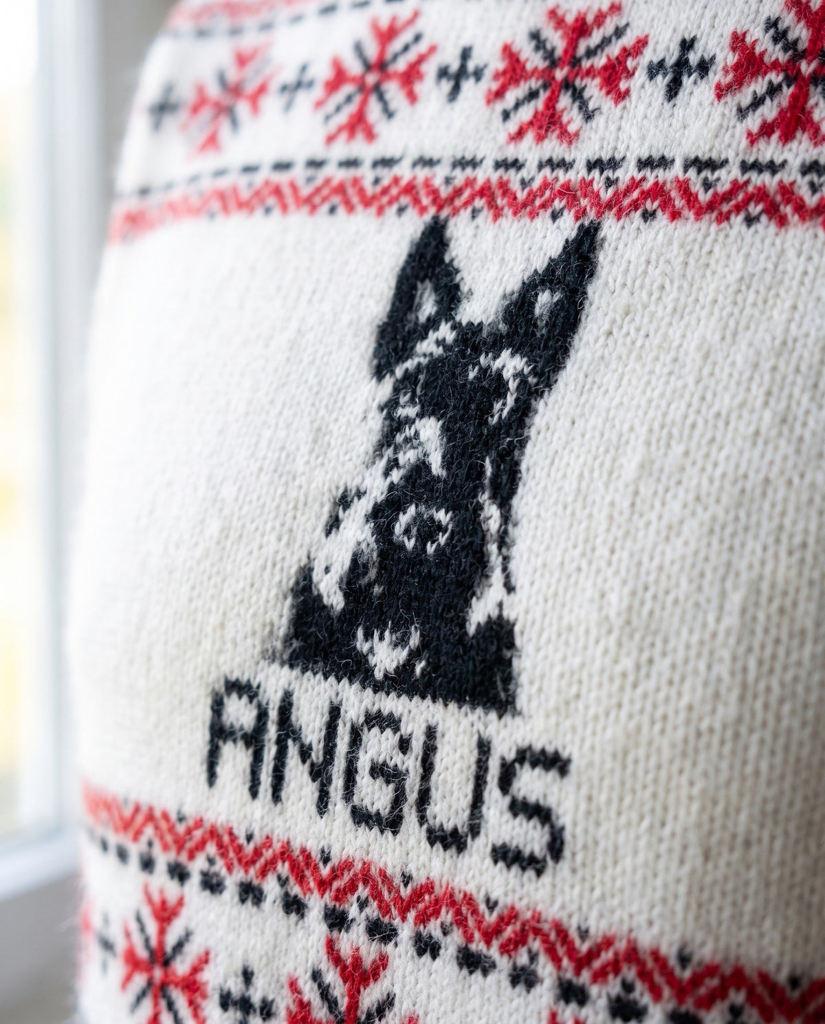 Custom Pet Knitted Holiday Sweater - Snow Day White | Alpha Paw