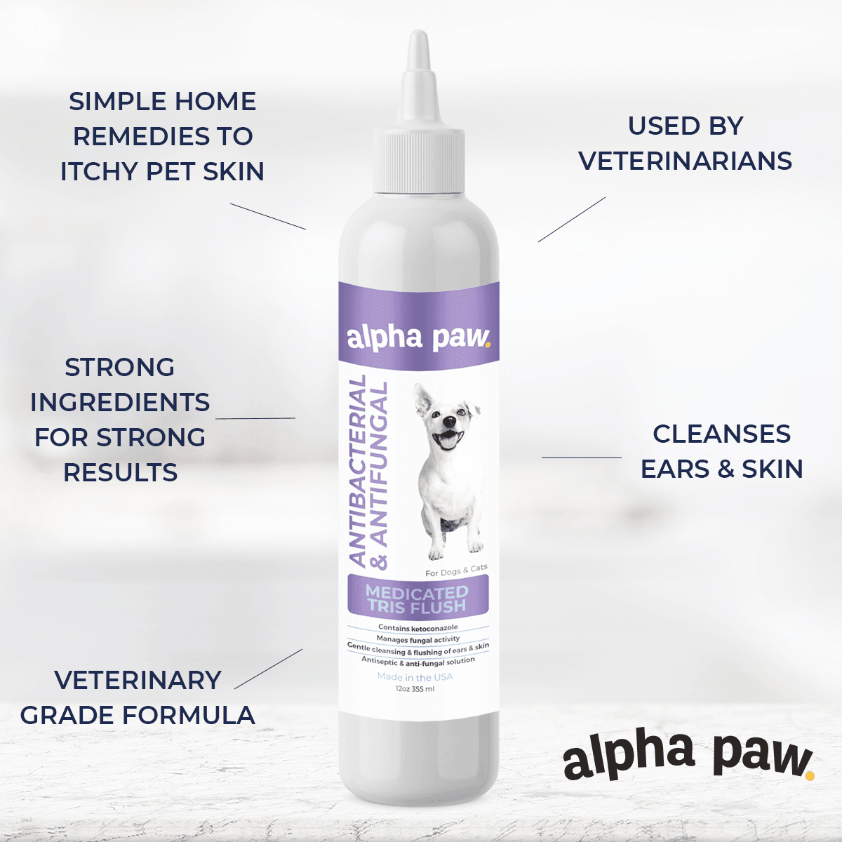 Antibacterial & Antifungal Medicated Ear Flush | Alpha Paw