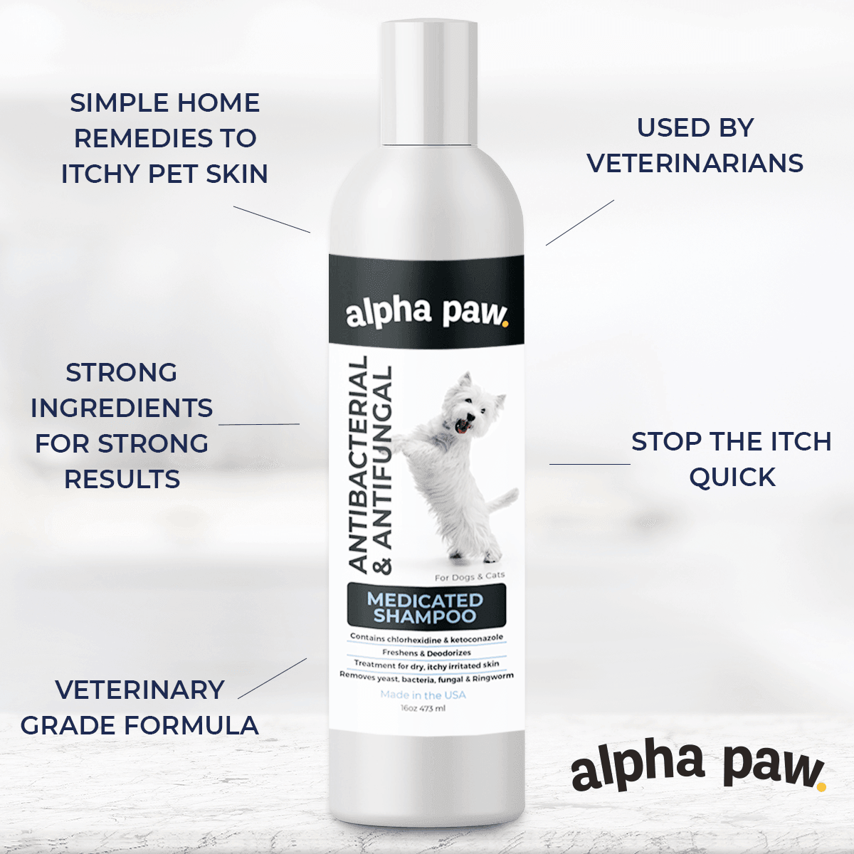Antibacterial & Antifungal Medicated Shampoo | Alpha Paw