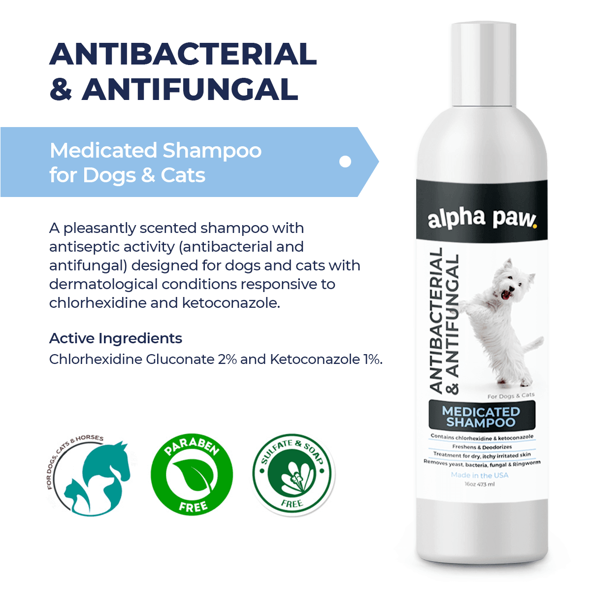 Antibacterial & Antifungal Medicated Shampoo | Alpha Paw