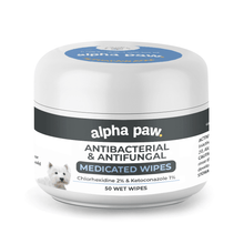 Load image into Gallery viewer, Antibacterial &amp; Antifungal Medicated Wipes | Alpha Paw
