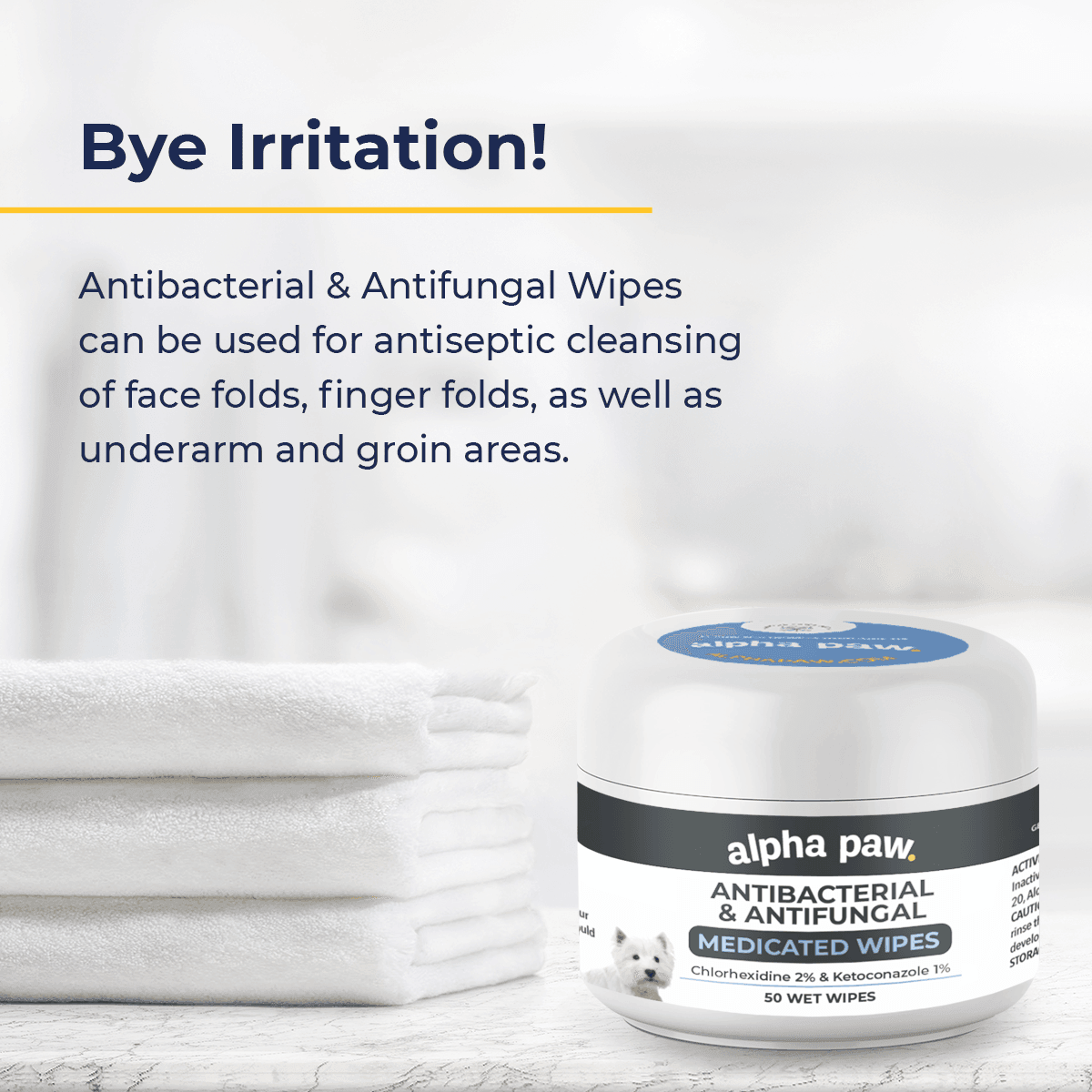 Antibacterial & Antifungal Medicated Wipes | Alpha Paw