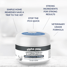 Load image into Gallery viewer, Antibacterial &amp; Antifungal Medicated Wipes | Alpha Paw
