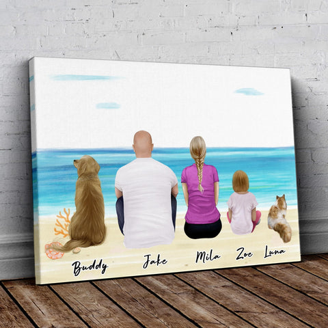 Beach Sand Personalized Family Wrapped Canvas