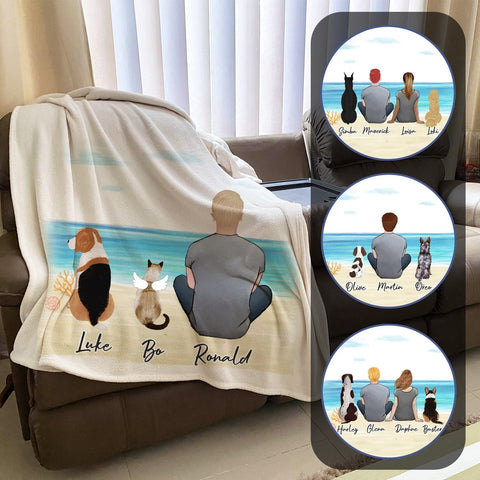 Beach Sand Personalized Pet & Owner Blanket - Custom Printed