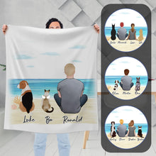 Load image into Gallery viewer, Beach Sand Personalized Pet &amp; Owner Blanket - Custom Printed | Alpha Paw
