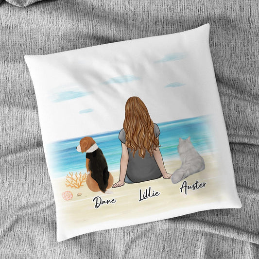 Beach Sand Personalized Pet & Owner Pillow | Alpha Paw