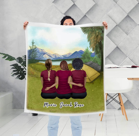 Camping Personalized Best Friend Sister Blanket | Alpha Paw