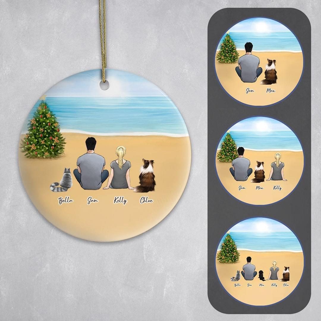 Christmas Beach Circle Ornament Personalized Pet & Owner | Alpha Paw
