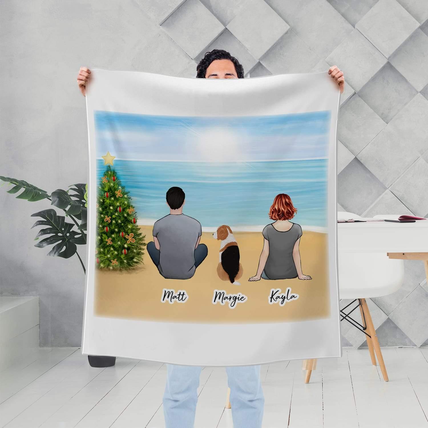 Christmas Beach Personalized Pet & Owner Custom Printed Blanket | Alpha Paw