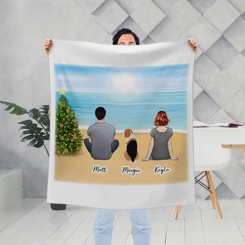 Christmas Beach Personalized Pet & Owner Custom Printed Blanket