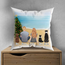 Load image into Gallery viewer, Christmas Beach Personalized Pet &amp; Owner Pillow | Alpha Paw
