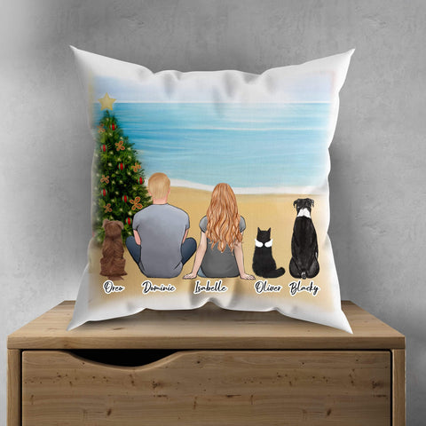 Christmas Beach Personalized Pet & Owner Pillow