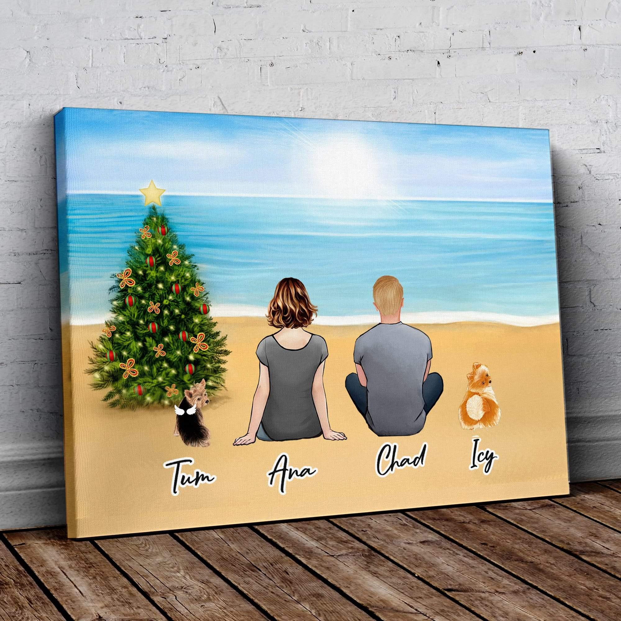Christmas Beach Personalized Pet & Owner Wrapped Canvas | Alpha Paw