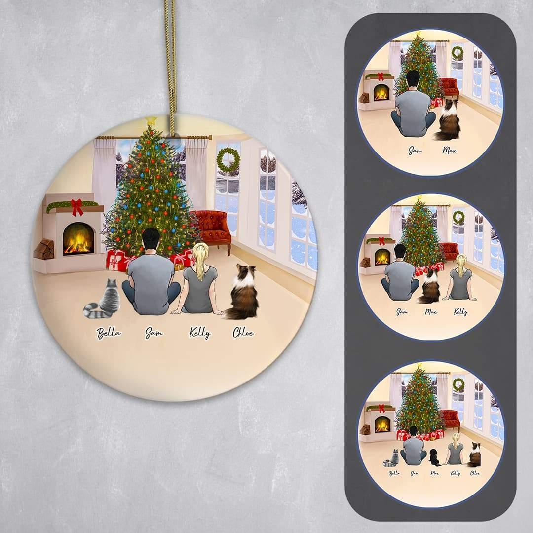 Christmas Living Room Circle Ornament - Pet & Owner Personalized | Alpha Paw