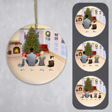 Load image into Gallery viewer, Christmas Living Room Circle Ornament - Pet &amp; Owner Personalized | Alpha Paw
