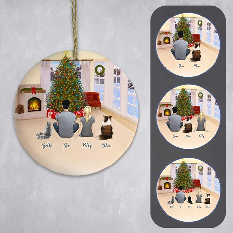Christmas Living Room Circle Ornament - Pet & Owner Personalized