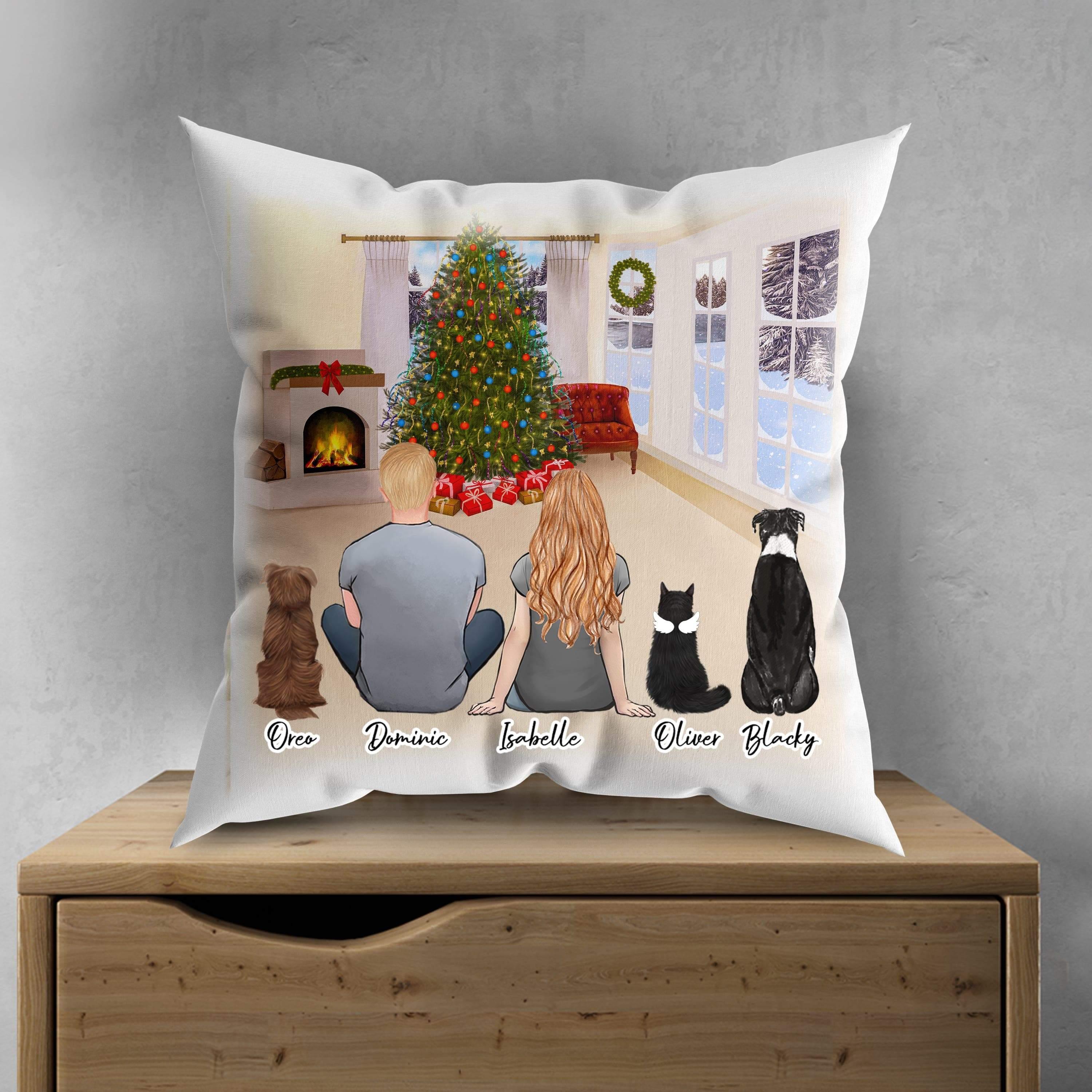Christmas Living Room Personalized Pet & Owner Pillow | Alpha Paw