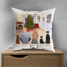 Load image into Gallery viewer, Christmas Living Room Personalized Pet &amp; Owner Pillow | Alpha Paw
