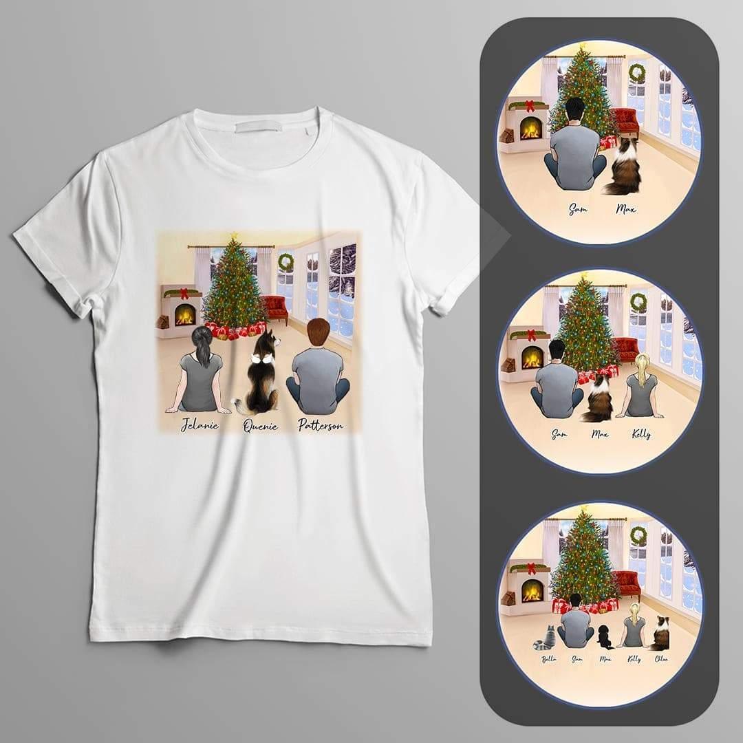 Christmas Living Room Personalized Pet & Owner T-Shirt | Alpha Paw