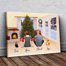 Load image into Gallery viewer, Christmas Living Room Personalized Pet &amp; Owner Wrapped Canvas | Alpha Paw
