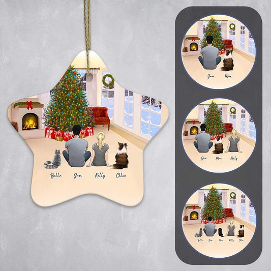 Christmas Living Room Star Ornament - Personalized Pet & Owner Backyard | Alpha Paw