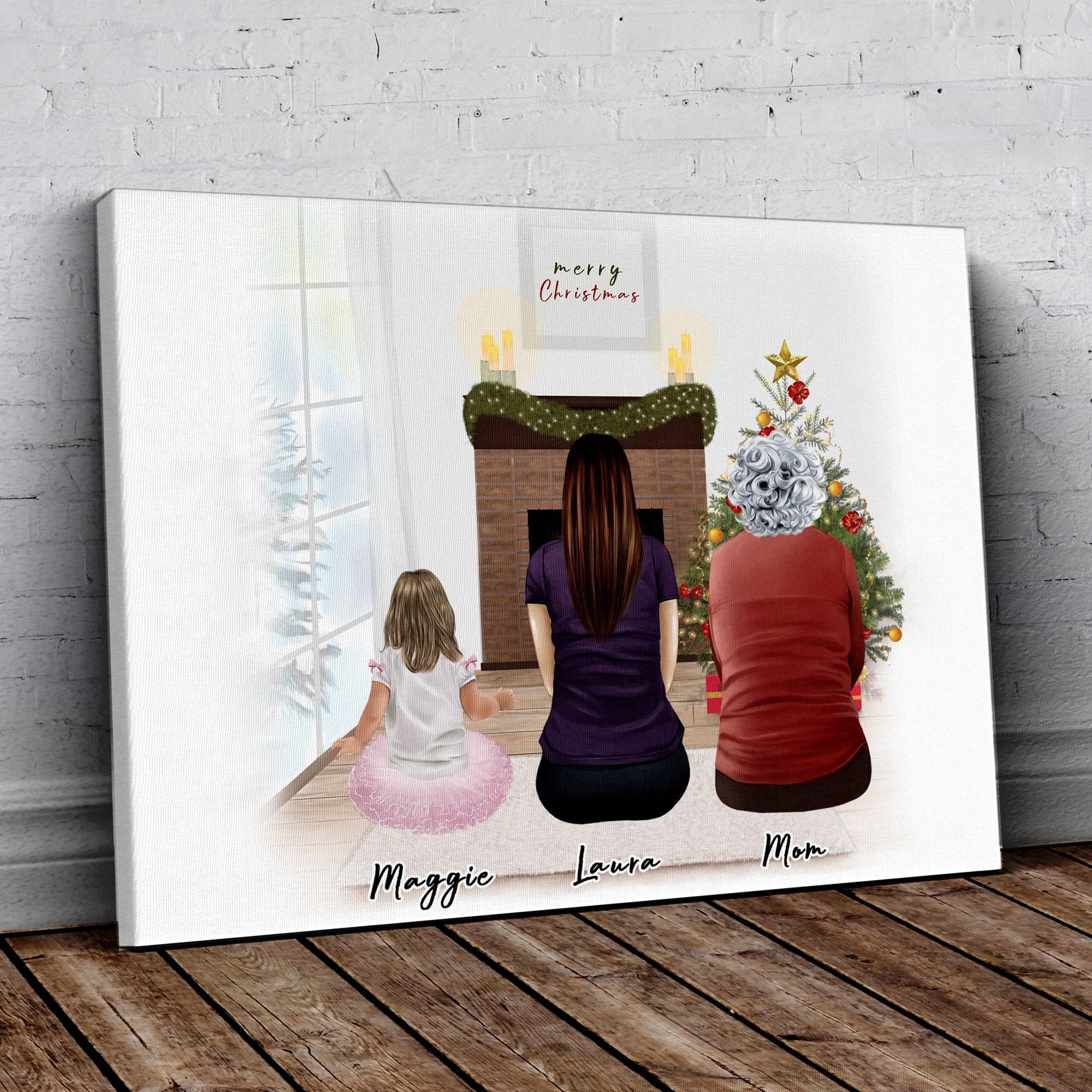 Christmas Scene Personalized Family Wrapped Canvas | Alpha Paw